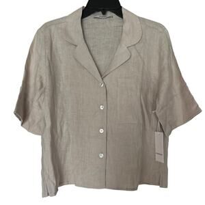 Pharaoh Collection Elliott PJ Top French Linen Shirt in Cement Size 2/M NWT